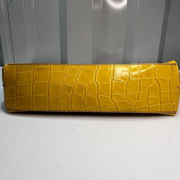 Maxximum Crocodile Embossed Yellow Leather Handbag Retro VIntage Bright Funky - Picture 11 of 14